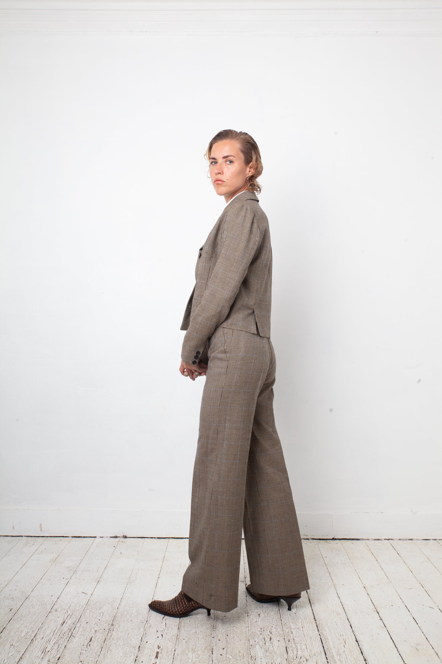 Chloé 2000's wool plaid grey pantsuit
