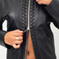 Dirk Bikkembergs 2000's leather jacket with lace zipper detail