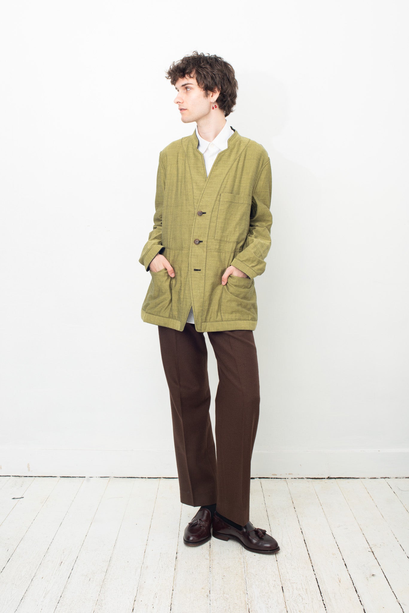 Issey Miyake Men's 2010's reversible green and blue cotton jacket