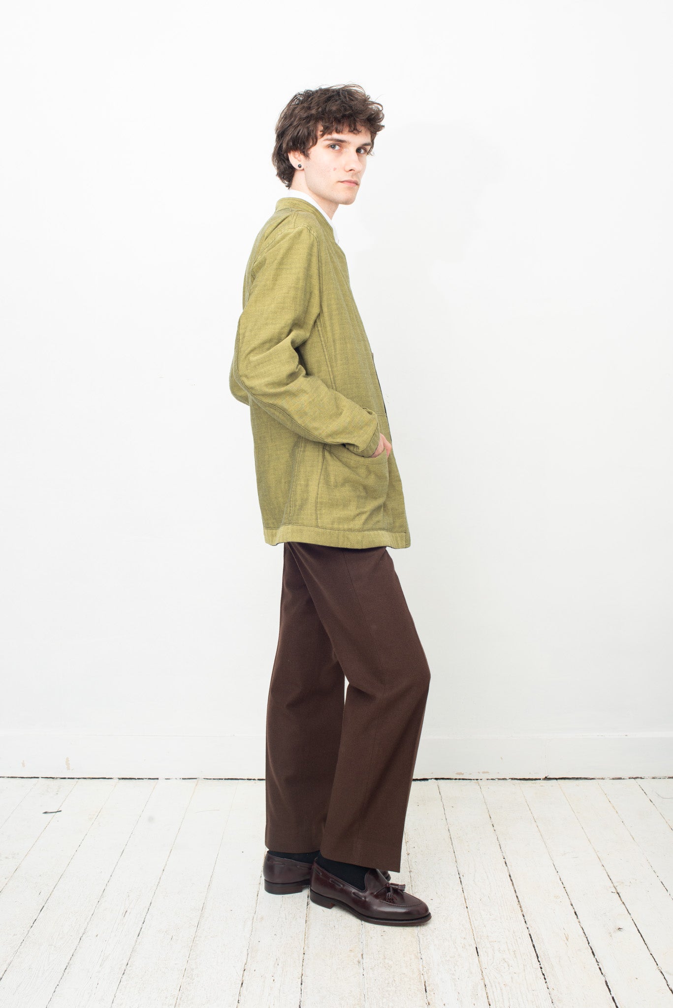 Issey Miyake Men's 2010's reversible green and blue cotton jacket