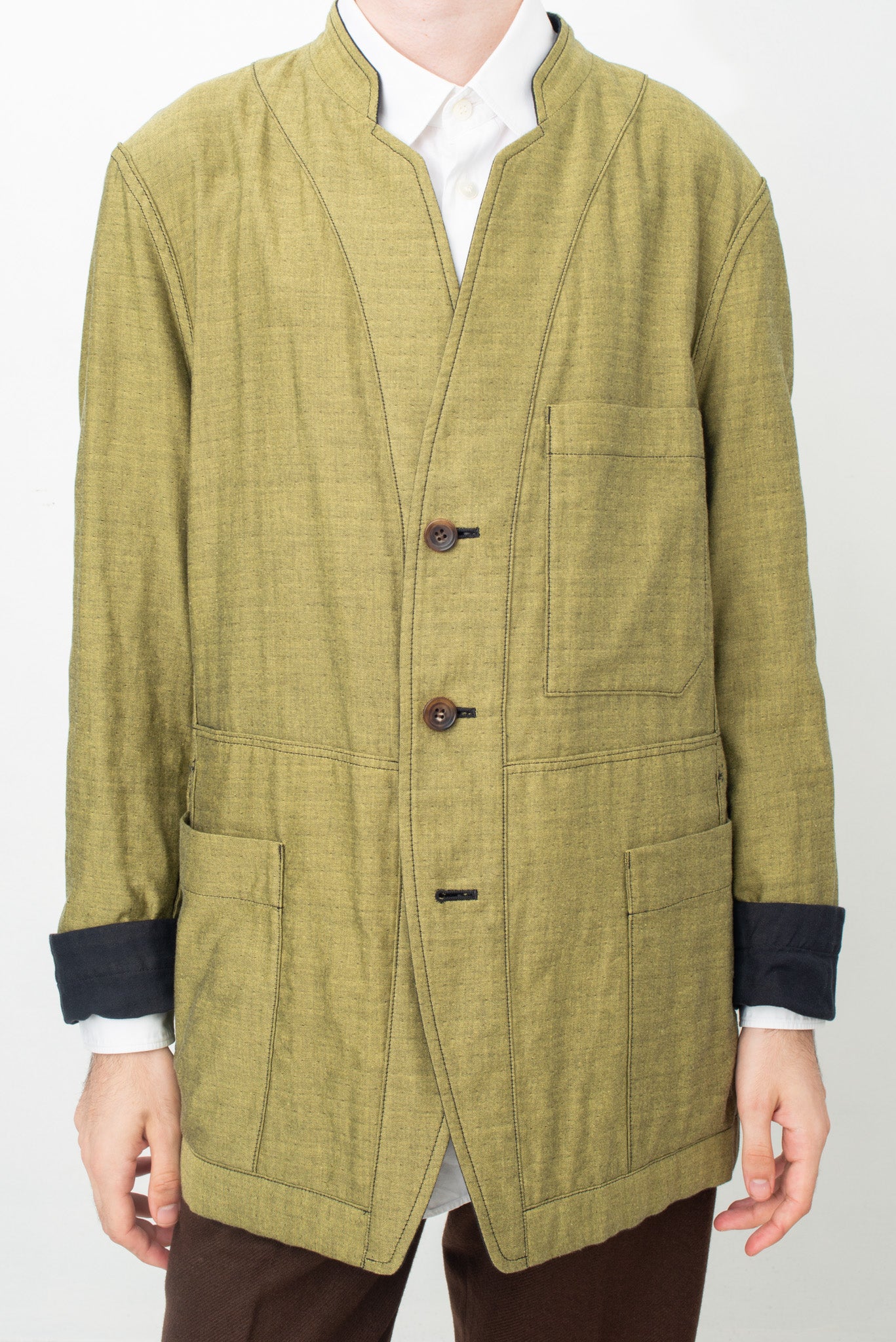 Issey Miyake Men's 2010's reversible green and blue cotton jacket