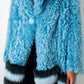 Fendi FW 2016 blue fur shearling coat with striped fox fur trims