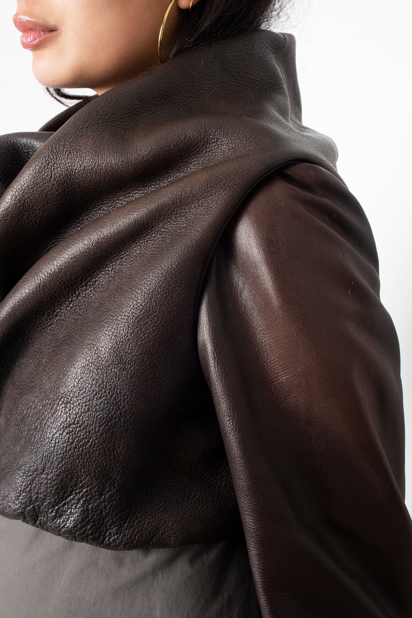 Rick Owens FW 2010 sleeveless down coat with leather collar