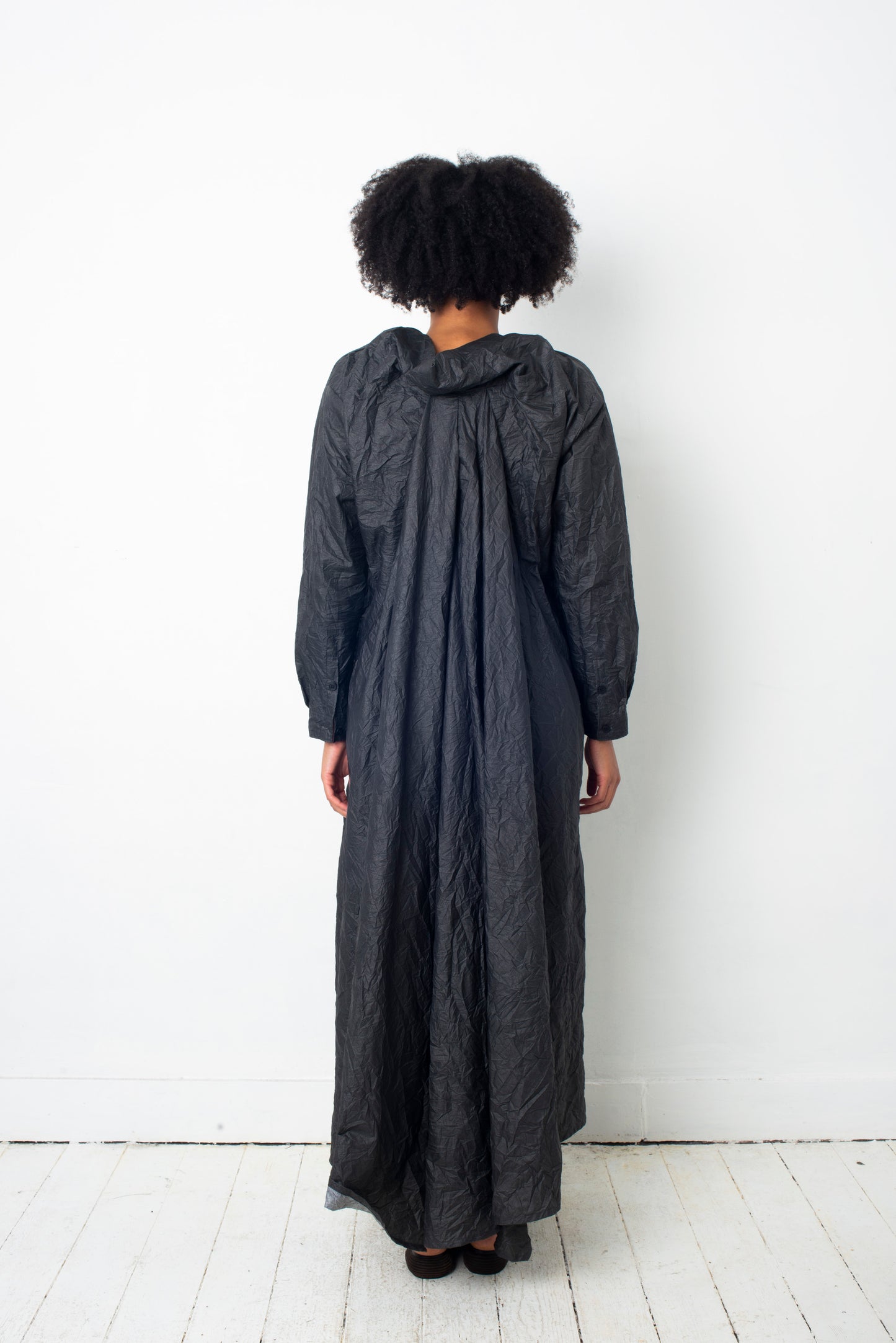 Issey Miyake 90's grey maxi wrinkled paper dress