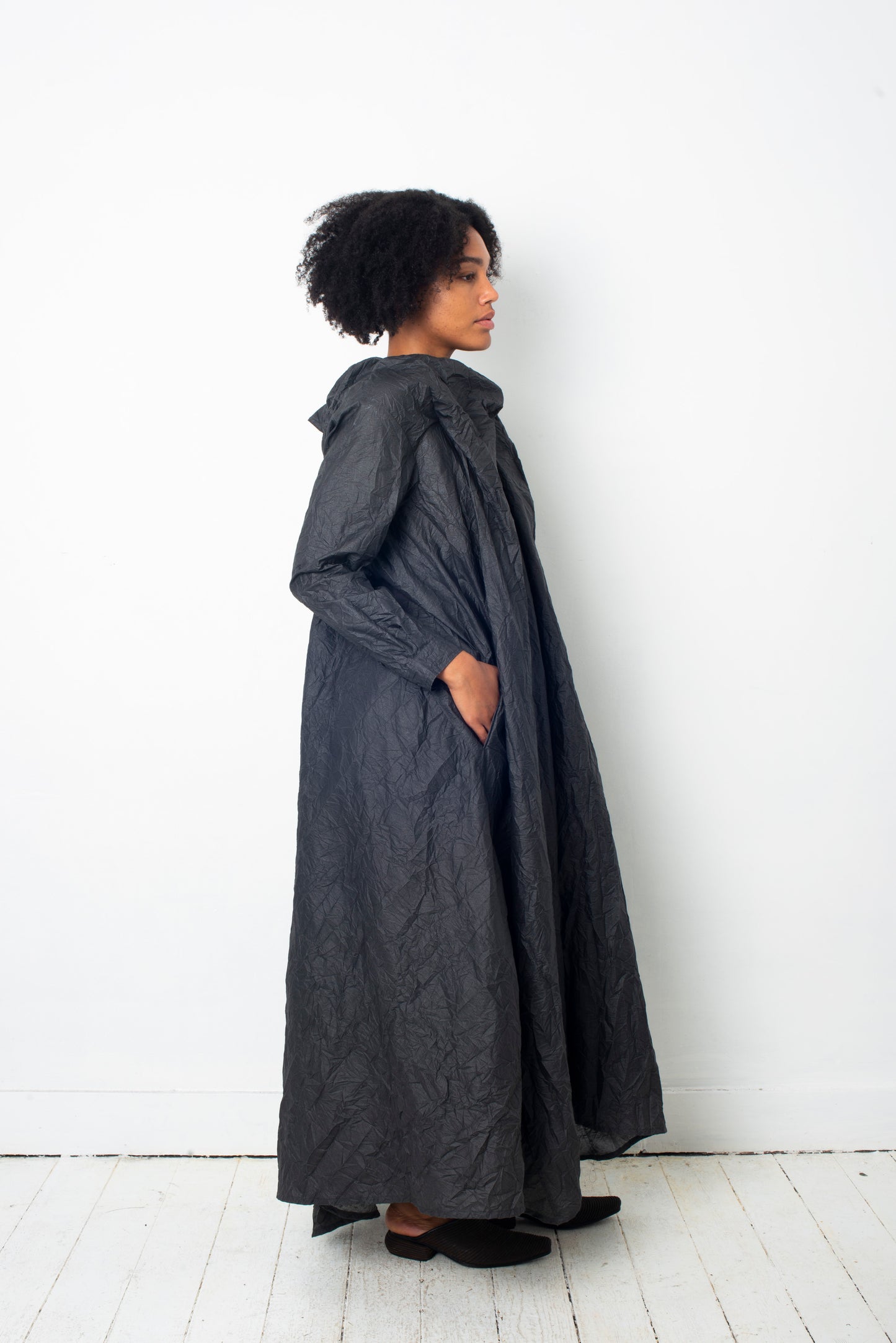 Issey Miyake 90's grey maxi wrinkled paper dress