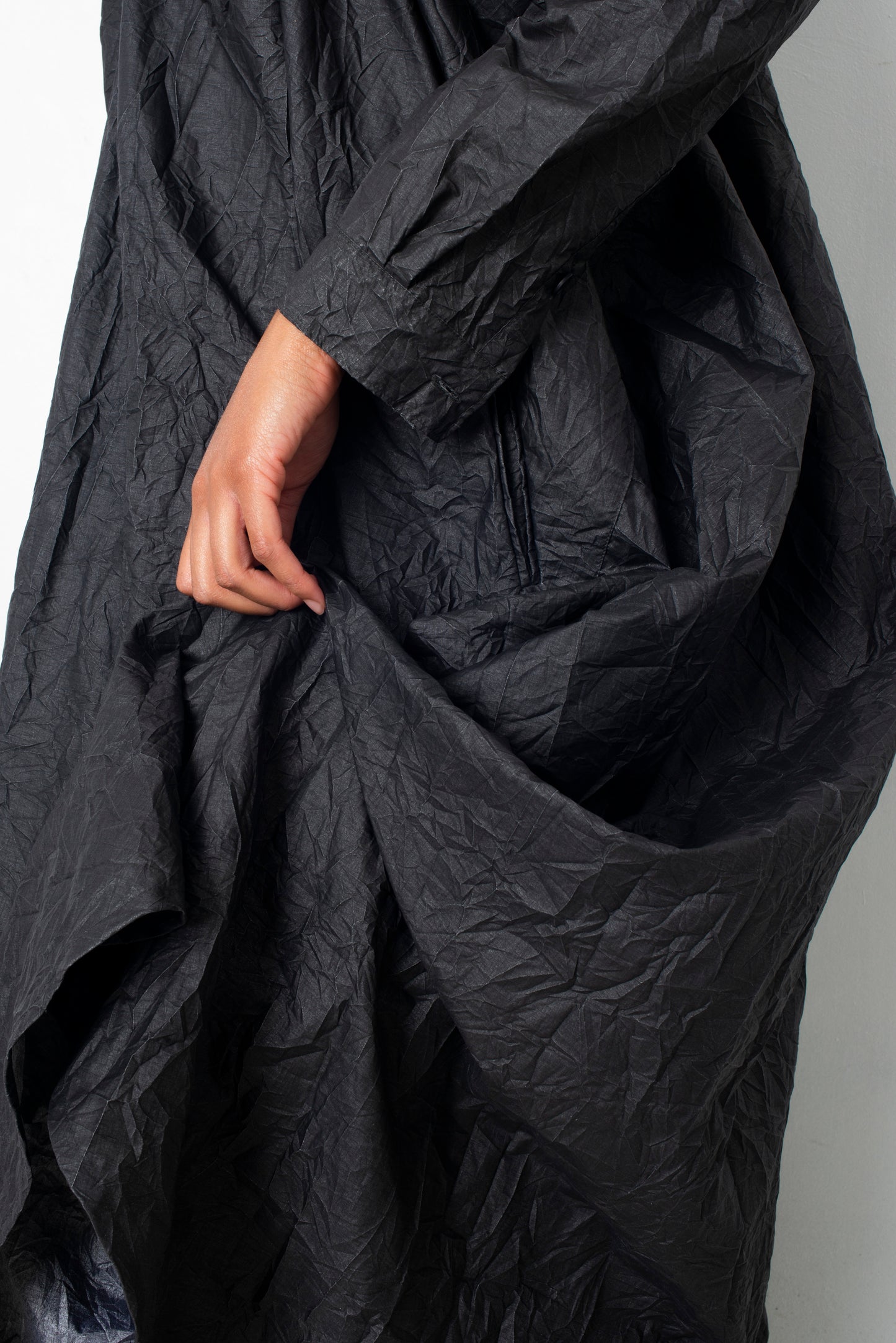 Issey Miyake 90's grey maxi wrinkled paper dress