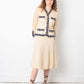 Chanel 1970's Haute Couture cream and navy skirt suit