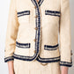 Chanel 1970's Haute Couture cream and navy skirt suit