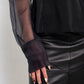 Gianfranco Ferre 2000's black shirt with sheer silk ruffled sleeves