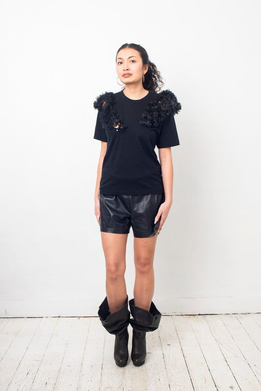 Comme des Garçons AD 2006 cotton black shirt with ruffled shoulders