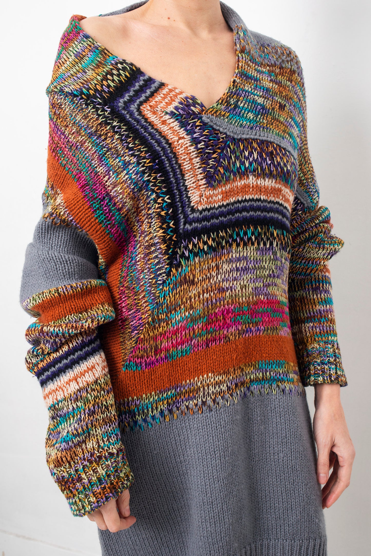 Dries van Noten FW 2008 multicolor knit maxi sweater