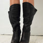 Balenciaga black leather wrap wedge boots size 38