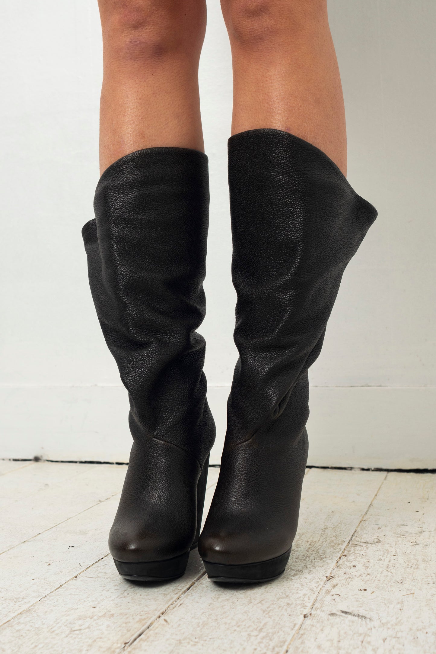 Balenciaga black leather wrap wedge boots size 38