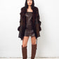 Sylvie Schimmel 90's brown shearling coat with mongolian sheep collar and cuffs