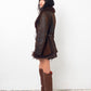 Sylvie Schimmel 90's brown shearling coat with mongolian sheep collar and cuffs