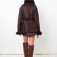 Sylvie Schimmel 90's brown shearling coat with mongolian sheep collar and cuffs