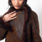 Sylvie Schimmel 90's brown shearling coat with mongolian sheep collar and cuffs