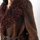 Sylvie Schimmel 90's brown shearling coat with mongolian sheep collar and cuffs