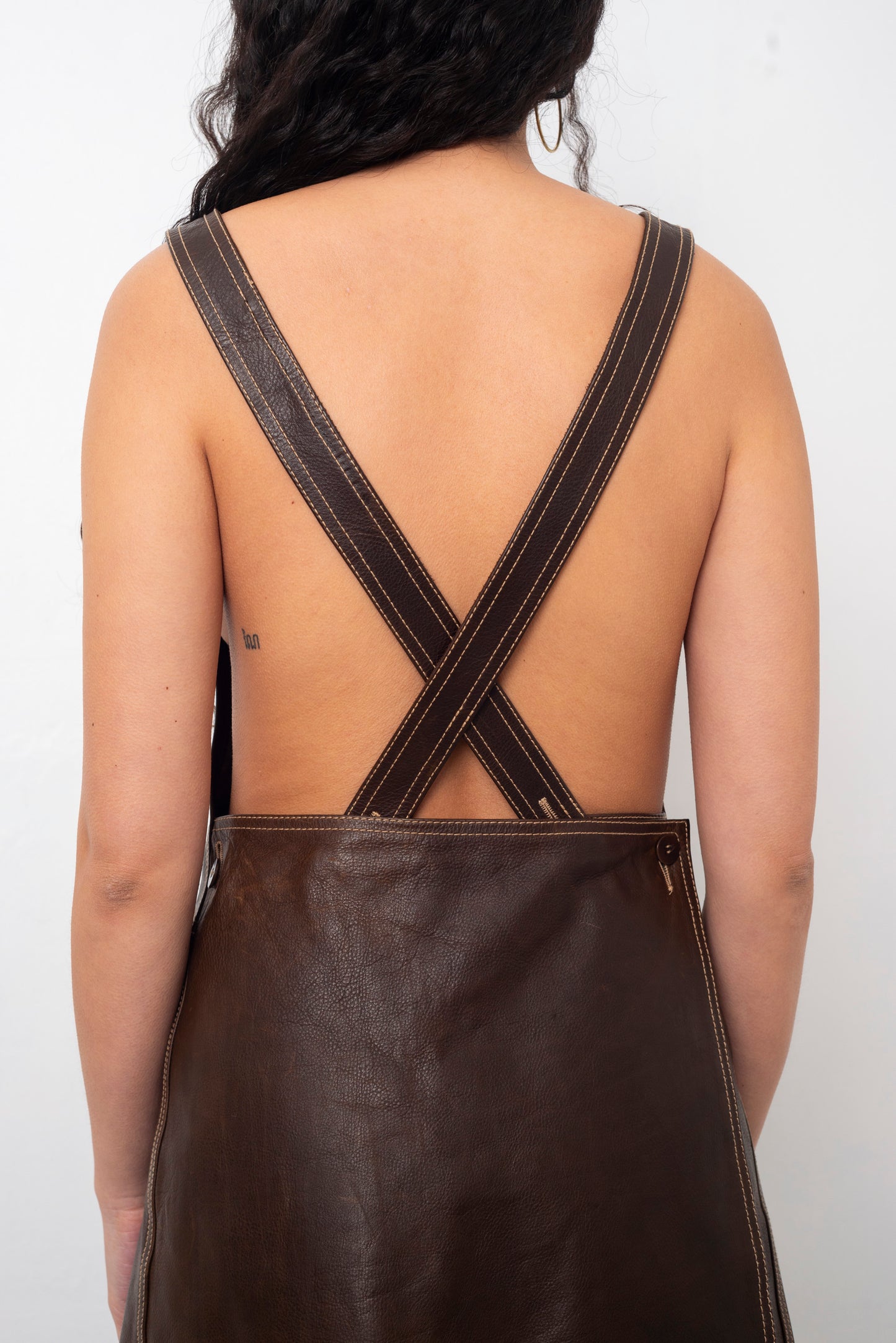 Sylvie Schimmel 90's brown leather apron dress