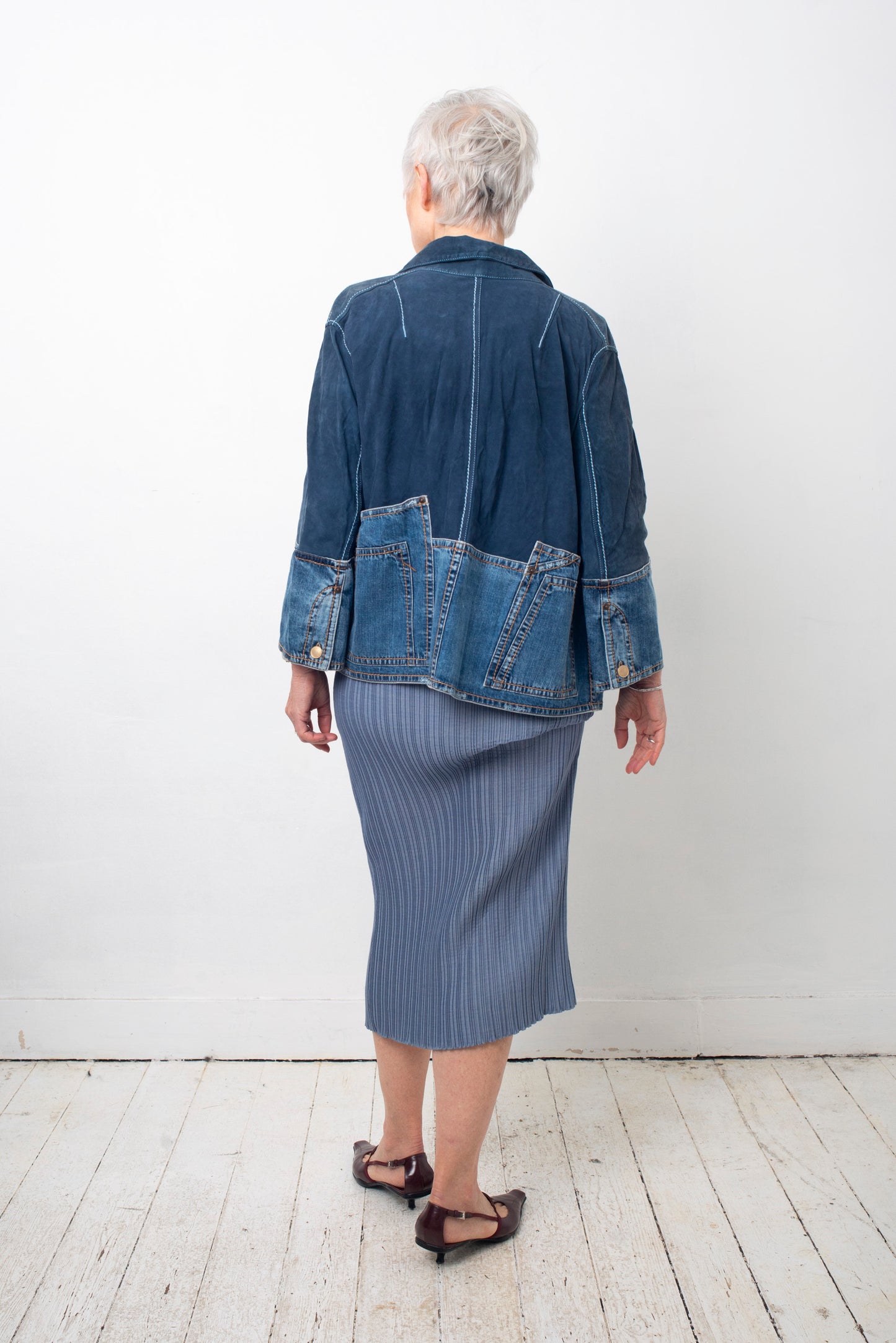 Sylvie Schimmel 2000's suede and denim patchwork jacket