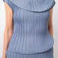 Belgian designer one-of-a-kind pleated baby blue midi dress