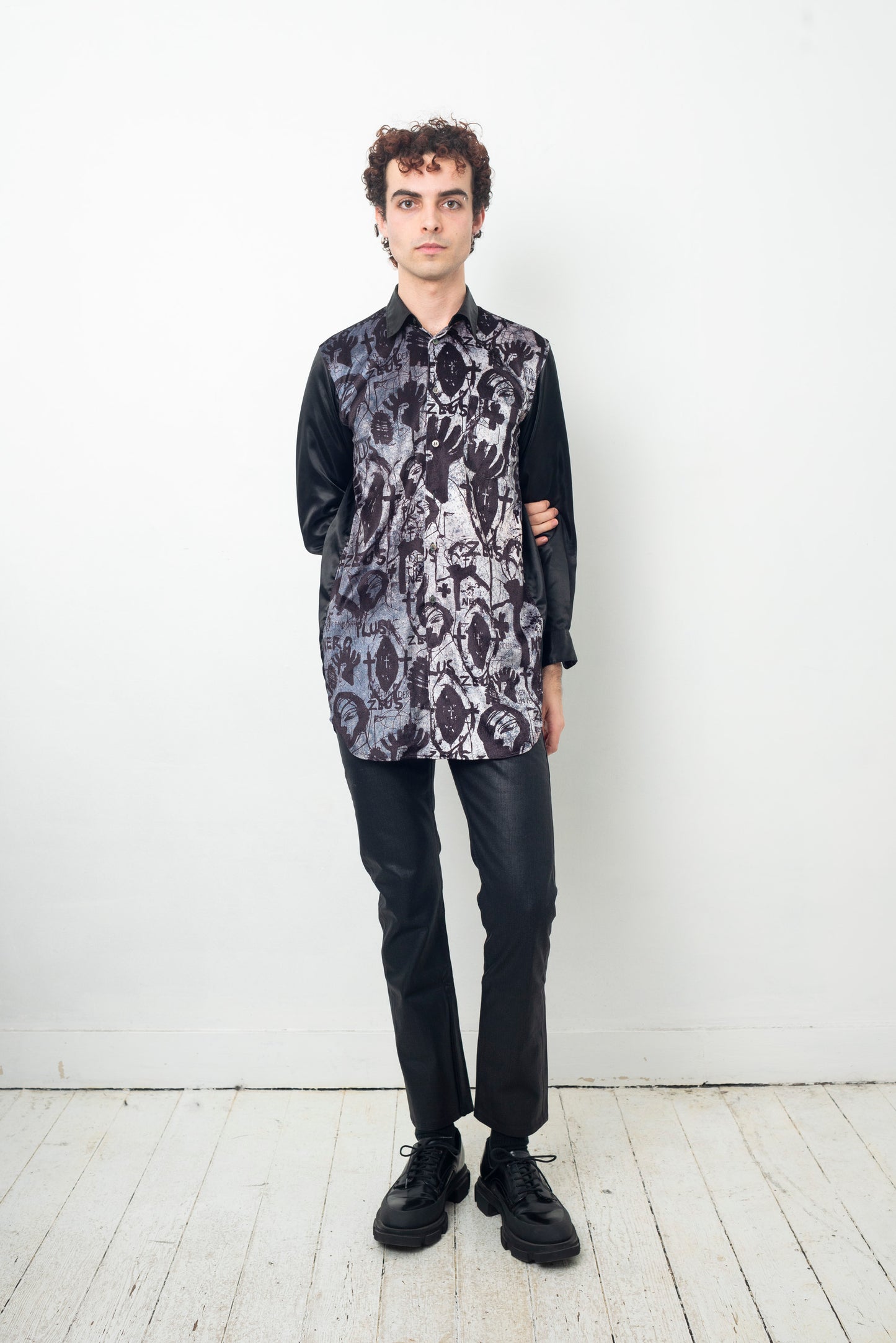 Comme des Garçons Homme Plus Fall 2019 x Jonathan Meese artist print shirt