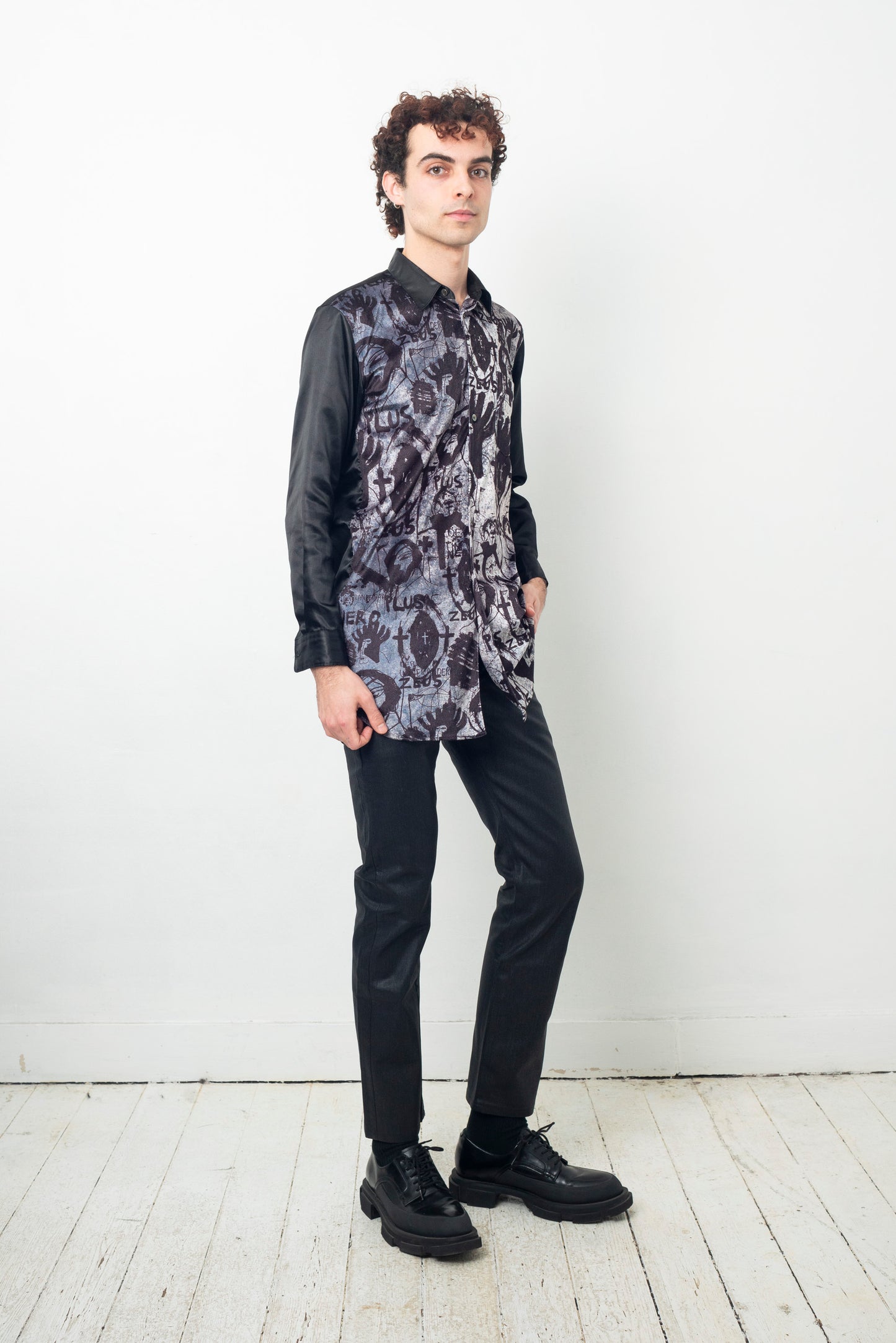 Comme des Garçons Homme Plus Fall 2019 x Jonathan Meese artist print shirt