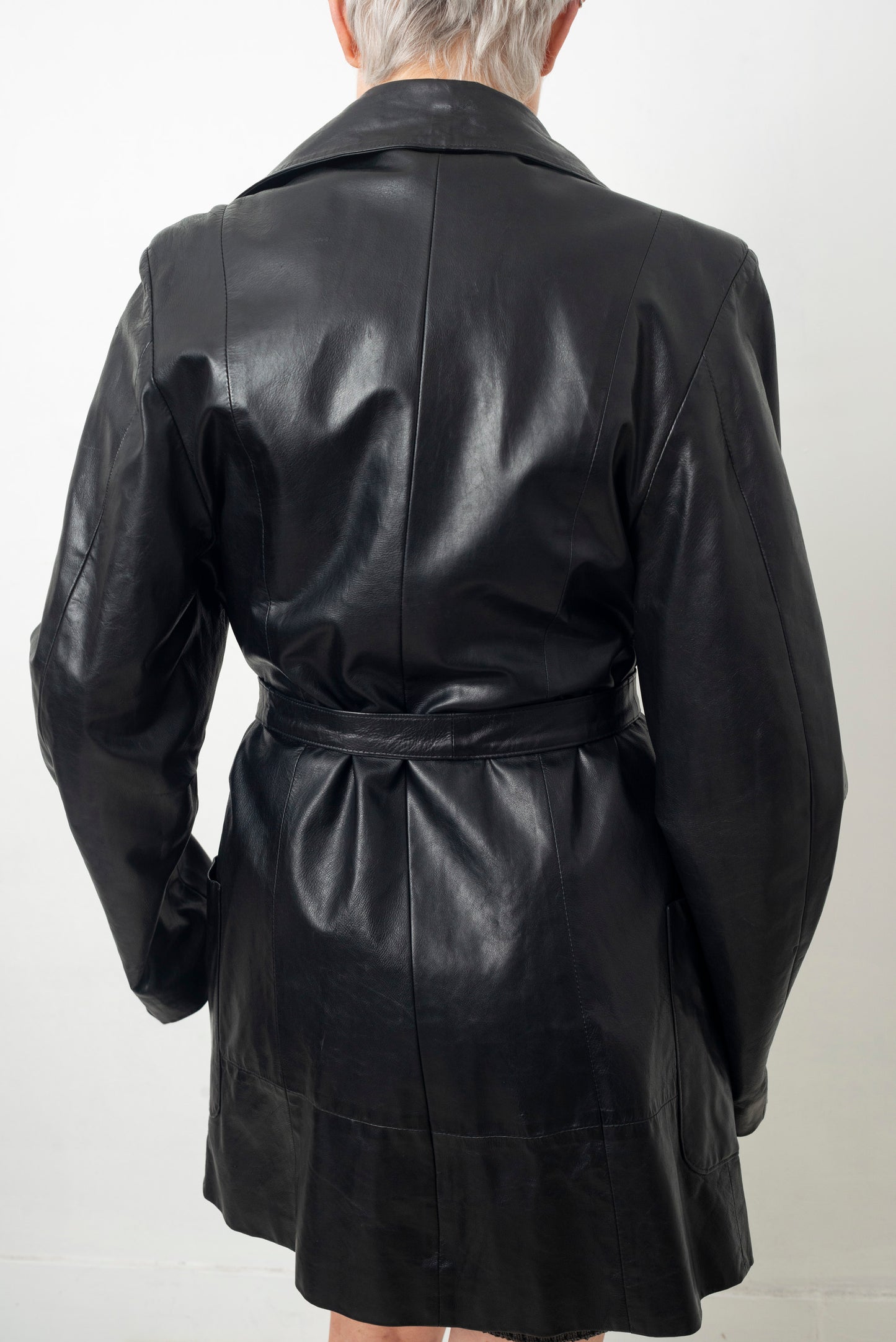 Irina Kha 90's black leather jacket with belt