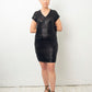 Balenciaga 2010 black waxed rayon knit tunic dress