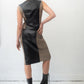 Krizia 90's stretchy skirt set with faux leather