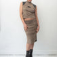 Krizia 90's stretchy skirt set with faux leather