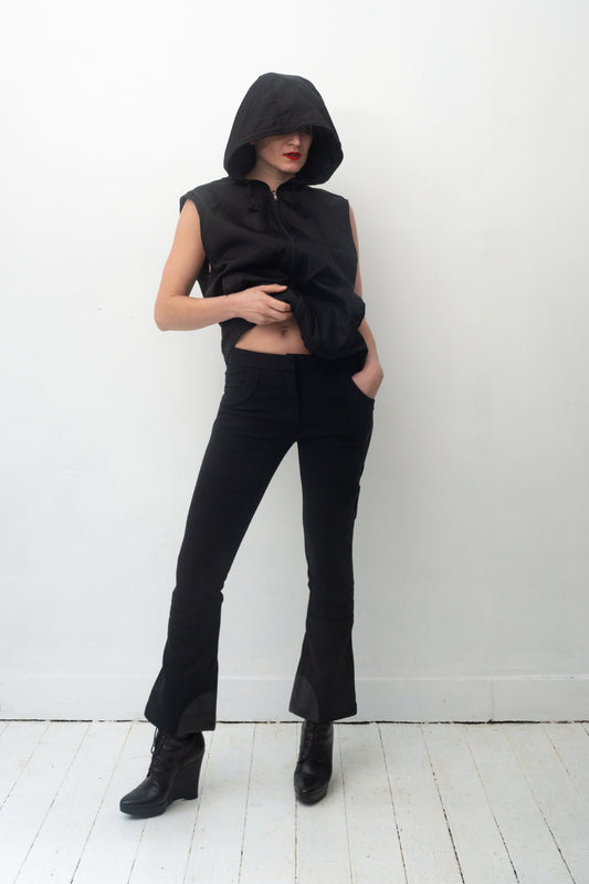 Prada 2000's futuristic black flared nylon trousers