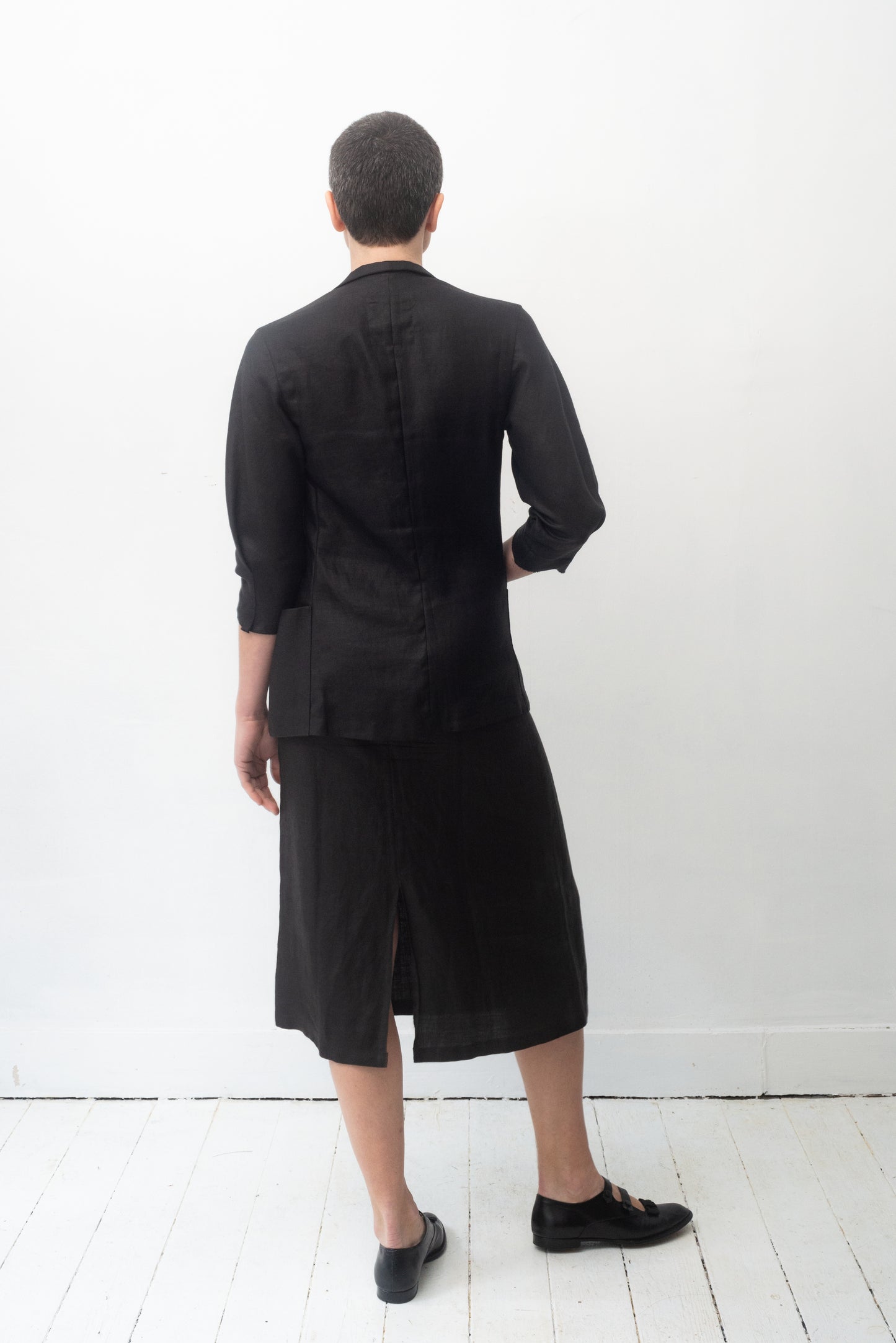 Yohji Yamamoto 90's black linen skirt suit