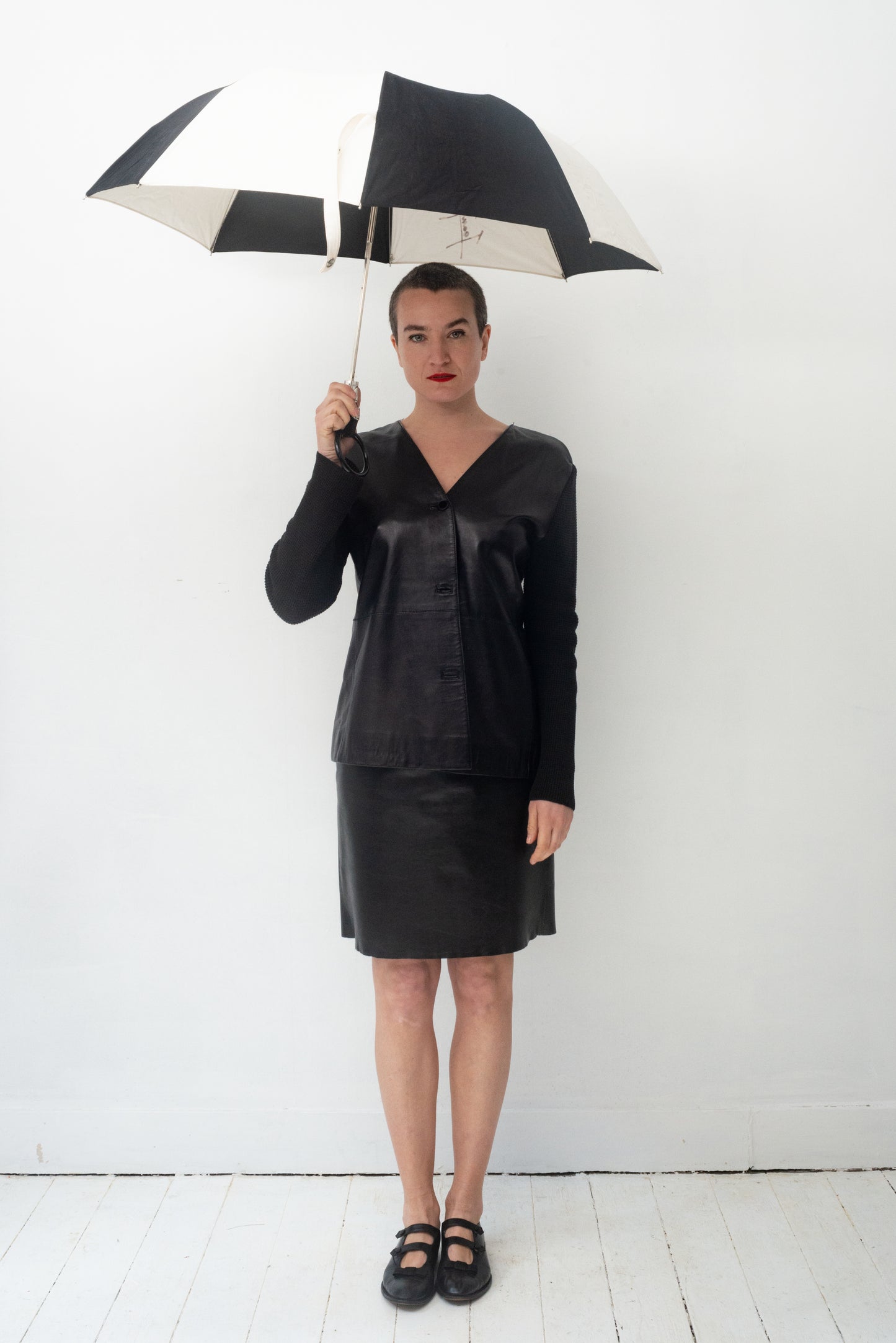 Jean Paul Gaultier 80's black and white striped umbrella