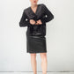 90's vintage black leather skirt