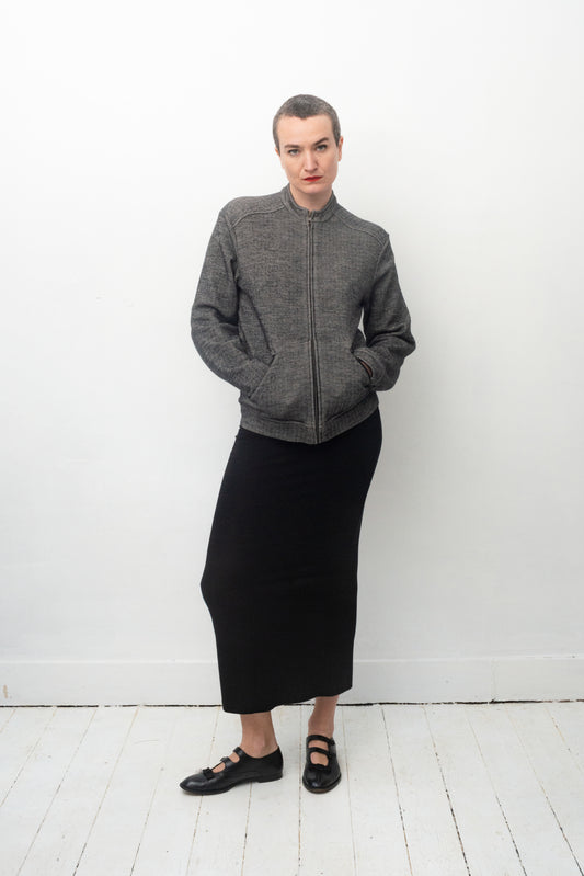 Agnes B. 2000's zipped up wool herringbone sweater / jacket