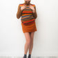 D&G 2000's wool striped turtleneck sweater in orange, brown, red & blue