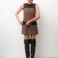 Miu Miu 2010's sixties inspired brown mini dress with leather details