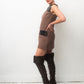 Miu Miu 2010's sixties inspired brown mini dress with leather details