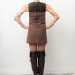 Miu Miu 2010's sixties inspired brown mini dress with leather details