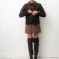 Miu Miu 2010's sixties inspired brown mini dress with leather details