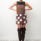 Miu Miu 2010's sixties inspired brown mini dress with leather details