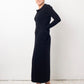 Helena van Haeren 2000's black ribbed wool maxi dress with large pocket detail