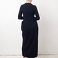 Helena van Haeren 2000's black ribbed wool maxi dress with large pocket detail