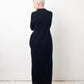 Helena van Haeren 2000's black ribbed wool maxi dress with large pocket detail