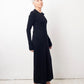 Helena van Haeren 2000's black ribbed wool maxi dress with large pocket detail