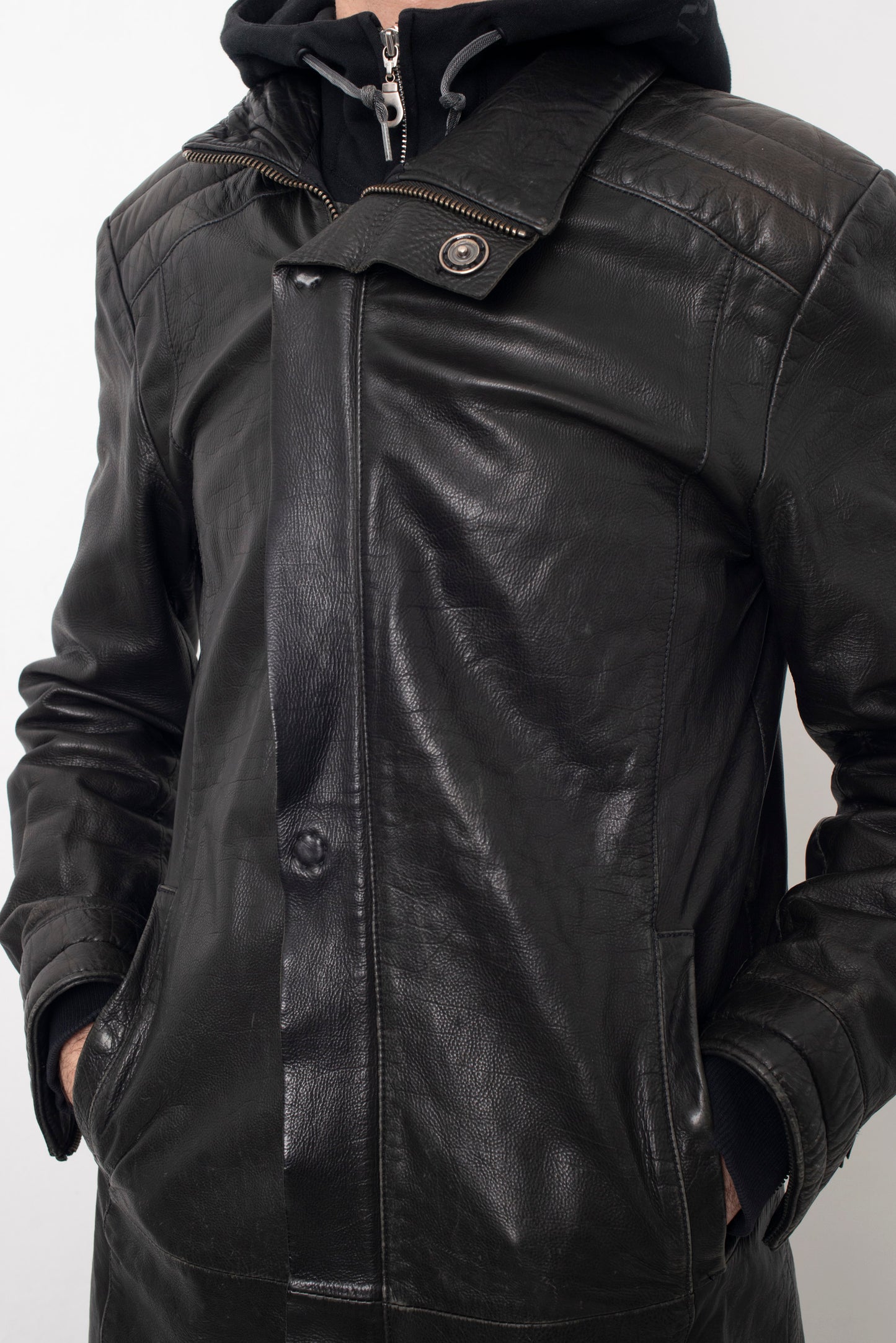 Armani 2009 black leather coat