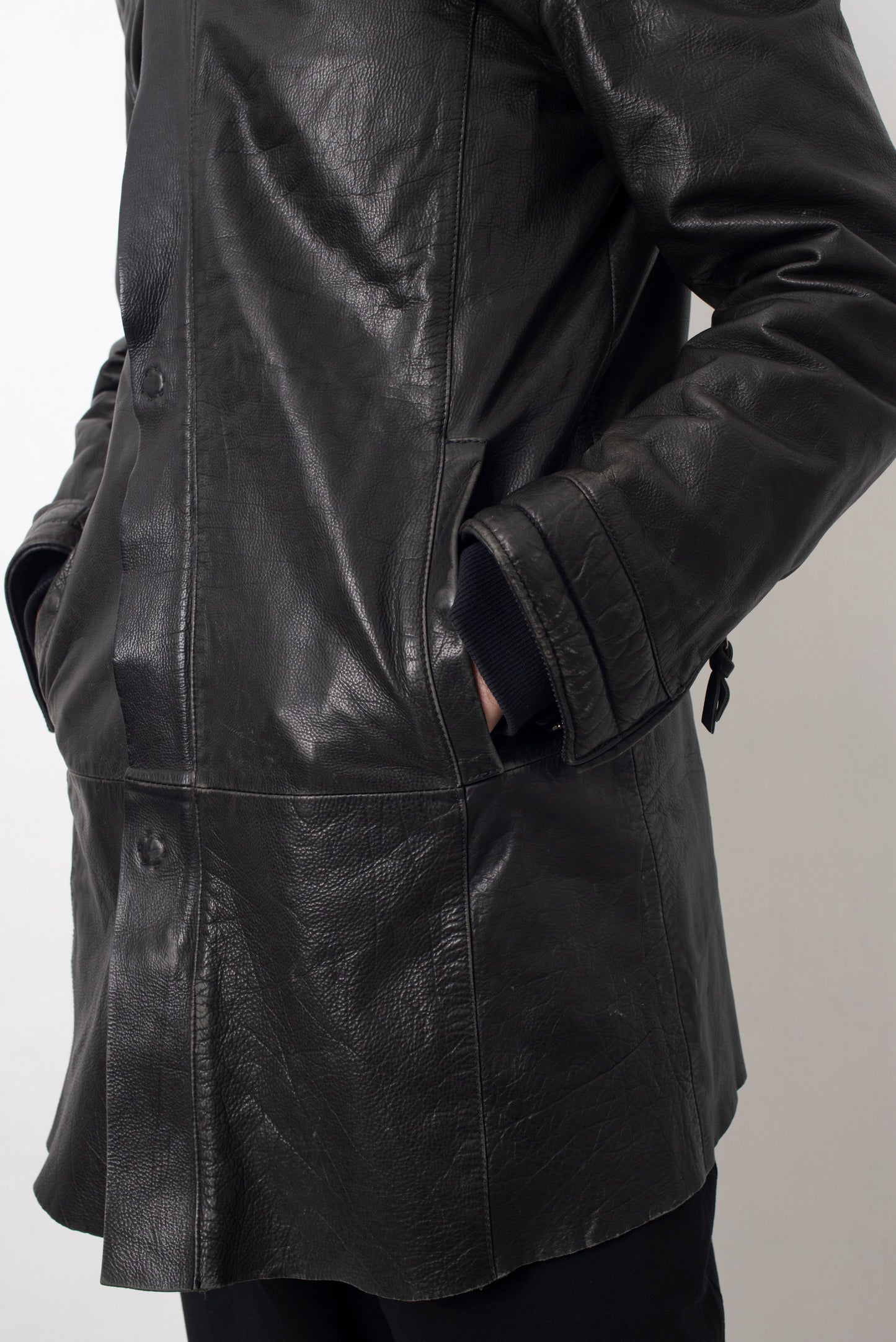 Armani 2009 black leather coat