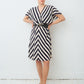 Krizia 80's silk diagonally striped navy and white summer dress