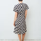 Krizia 80's silk diagonally striped navy and white summer dress